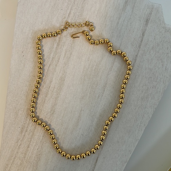 GOLD TONE BEAD NECKLACE 17-19” unknown maker - Picture 4 of 7